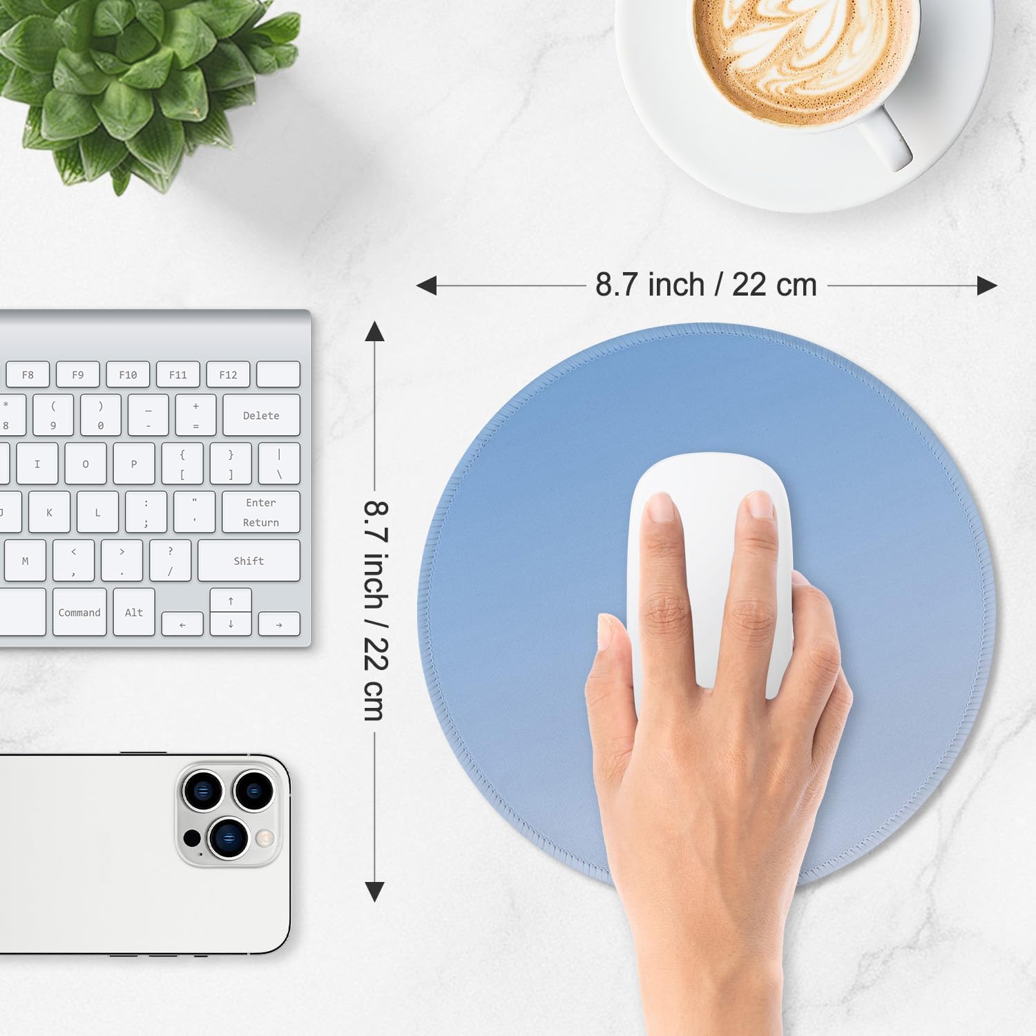 ITNRSIIET Mouse Pad Non-Slip Rubber Base Smooth Surface Stitched Edges Waterproof Durable Compatible with All Mice for Office & Gaming, Desk Accessory, Diameter 8.7 inch, Azure Gradient - Image 3