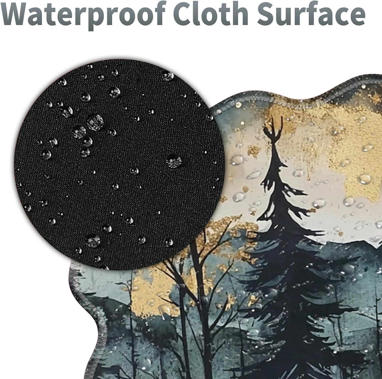 Landscape Forest Large Gaming Mouse Pad Plus a Coaster, 31.5 x 11.8 inches Desk Mat Extended XL Mousepad with Stitched Edge Non-Slip Rubber, Desk Pad Computer Mouse Mat for Home Office - Image 4