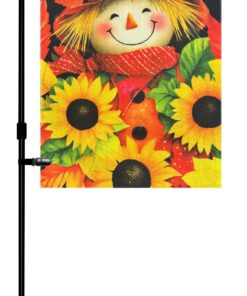 Flagpark Garden Flag Holder with Fall Garden Flag 12x18 Inch Double Side Scarecrow Sunflower Small Yard Flags Stand Pole Metal Stake for Outside with Clips and Stopper
