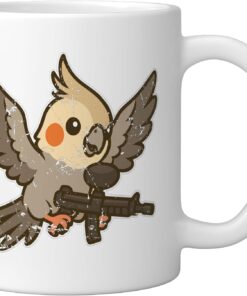 Alternative view of Paintball Cockatiel Player Ceramic Mug, White