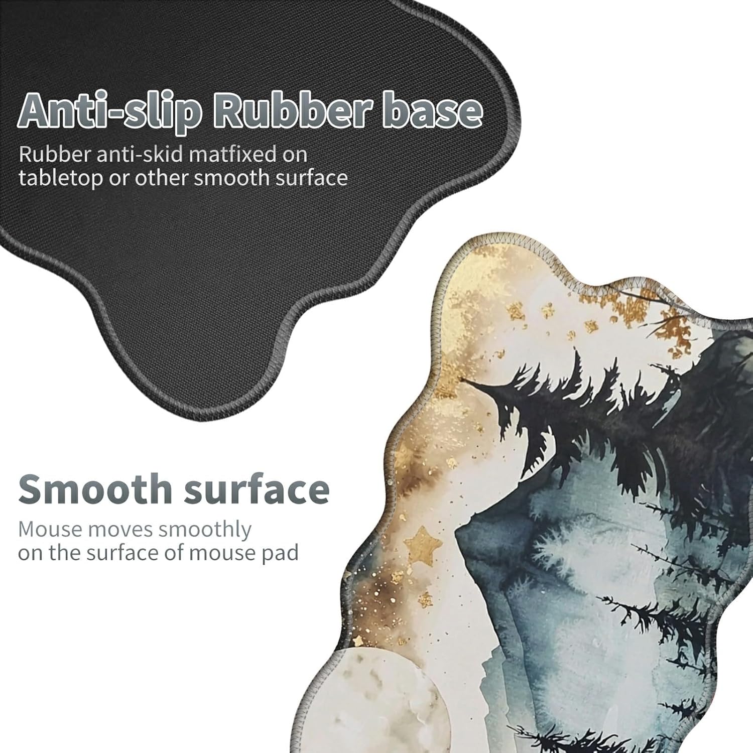 Landscape Forest Large Gaming Mouse Pad Plus a Coaster, 31.5 x 11.8 inches Desk Mat Extended XL Mousepad with Stitched Edge Non-Slip Rubber, Desk Pad Computer Mouse Mat for Home Office - Image 3