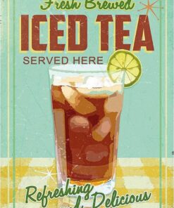 Iced Tea Kitchen Home Decor Retro Vintage Metal Tin Sign 12" X 8"