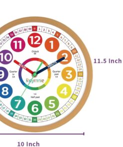 Alternative view of Wall Clock 10 Inch for Kids Learning Easily Kids Teaching Clock Analog Silent Non Ticking Battery Operated Colorful Teaching Time Clock Decorative for Kids Room Kitchen School