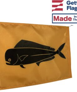 Alternative view of 12x18" DolphinFish Mahi Mahi Boat Fishing Flag, All Weather Nylon for Outdoor, Made In USA