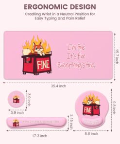 Alternative view of HAOCOO Funny Mouse Pad with Wrist Rest, Ergonomic Mouse Pad with Wrist Support, 4-in-1 Cute Desk Mat Set, Keyboard Wrist Rest, Office Desk Accessories