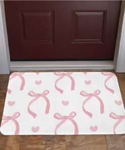 Alternative view of ETYZE Cute Pink Bow Welcome Mat Floor Mats Indoor Outdoor Doormat, Coquette Bath Mat Front Door Preppy Bedroom Kitchen Mats Girly Room Decor, Gifts for Women Girls College Dorm, 28 x 18 Inch
