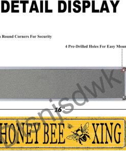 Alternative view of Vintage Honey Bee Xing Crossing Sign, Animal Honey Bee Crossing Metal Tin Sign Decor, Rustic Wall Decorations, Street Road Traffic Signs, Cabin, Man Cave or Garage Wall Art, Indoor/Outdoor, 4x16In