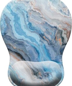 Gel Mouse Pad with Wrist Rest, Ergonomic Concave Wrist Support Mousepad with Non-Slip PU Base & Smooth Surface Comfortable Desk Accessories Mat for Office, Home Gaming and Study (Marble 01)