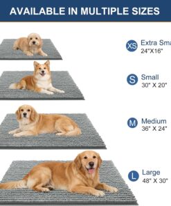 Alternative view of OLANLY Dog Door Mat for Muddy Paws 24x16, Ultra Absorbent Chenille Mud Doormat, Non-Slip Washable and Dirt Trapping Doormat for Indoor Entryway, Quick-Dry Indoor Pet Bed Mats for Dogs, Grey