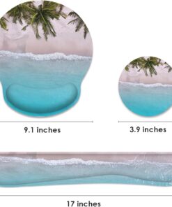 Alternative view of Britimes Blue Ocean Mouse Pad 3pcs Set with Wrist Support Non-Slip Rubber Base Ergonomic Pad,Summer Beach Mouse Wrist Cushion Support and Coasters for Home Office Gaming Easy Typing & Pain Relief