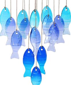 Alternative view of Glass Fish Wind Chimes for Outdoor Patio & Front Yard Decor, Small Unique Suncatcher Windchimes, Handcrafted Gifts for Women, Durable Outside Garden Christmas Decoration Gift