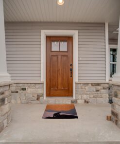 Alternative view of Wowser Coir Mat with Silhouette Black Bear & Mountain Range, Rustic Cabin Decor, Indoor & Outdoor Mat, 29 Inches