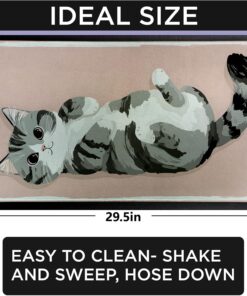 Alternative view of OMGDJFA Cute Cat Door Mat Indoor 17x29.5 Inch Non Woven Entryway Area Rug, Cartoon Animal on Pink Background Floor Mats, Front Doormats for Bathroom Kitchen Bedroom Home Doormat Decor Gifts