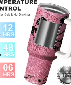 Alternative view of Halloween Scary Mask Tumbler with Lid and Straw 40oz Stainless Steel Travel Coffee Mug Horror Theme Double Wall Insulated Cup Funny Gift for Women Men (Pack of 1)