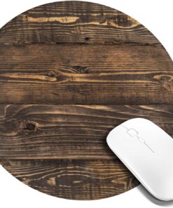 Vintage Wooden Circle Wood Texture Round Mouse Pad, Small Gaming Mousepad with Stitched Edge, Non-Slip Rubber Base Mouse Mat Office Desk Accessories for Laptop Computer Decor 7.9 X 7.9 Inch
