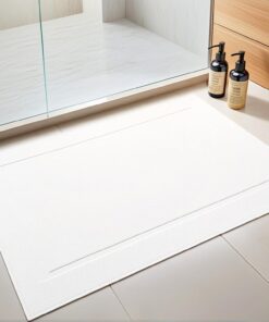 Alternative view of uxcell Towel Cotton Banded Bath Mat, Reversible Step Out Soft Plush Bath Rug Absorbent Rug for Hotel Spa Bathtub Mat 16" x 24" White