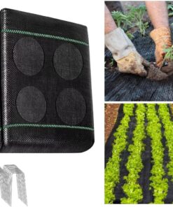 warmfarm 1Pack 4x25ft Barrier Landscape Fabric Heavy Duty with Holes,Thicken Block Gardening Ground Cover Mat,Garden Cloth,Black Plastic Ground Cover,Commercial Driveway Fabric