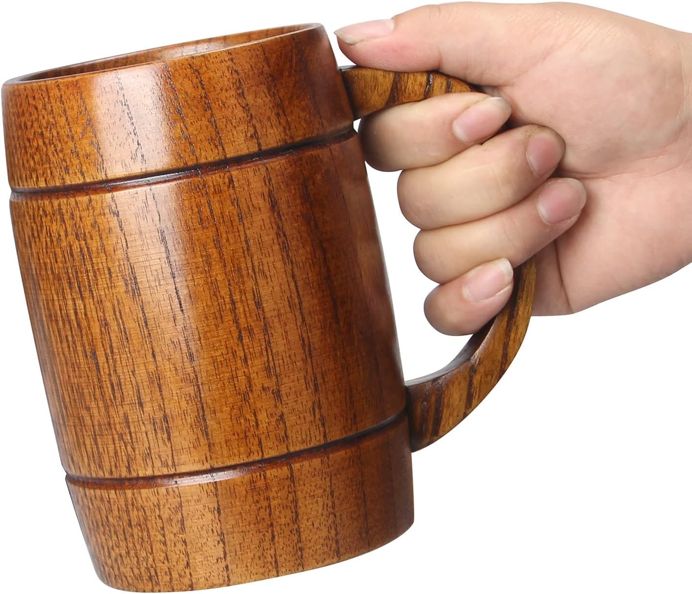 18 oz Large Wooden Beer Mug Gift for Men Women Big Vintage Viking Cup Rustic Cool Wood Stein Tankard Handmade Unique Coffee Man Mugs for Him Male Dad Husband Manly Camping Tea Cup Outdoor Fancy Mug - Image 7