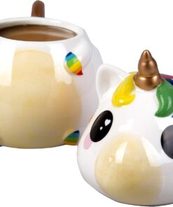 Alternative view of Seven20 Rainbow Unicorn Coffee Mug with Lid - for Kids, Teens, Adults, Men, Women, Pride - Ceramic