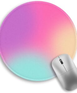 Gradient Pink Purple Work Mouse Pad, Small Round Mouse Pads for Desk, Mini Travel Mousepad for Wireless Computer Laptop, Office Desk Accessories, 8.6 x 8.6 inch
