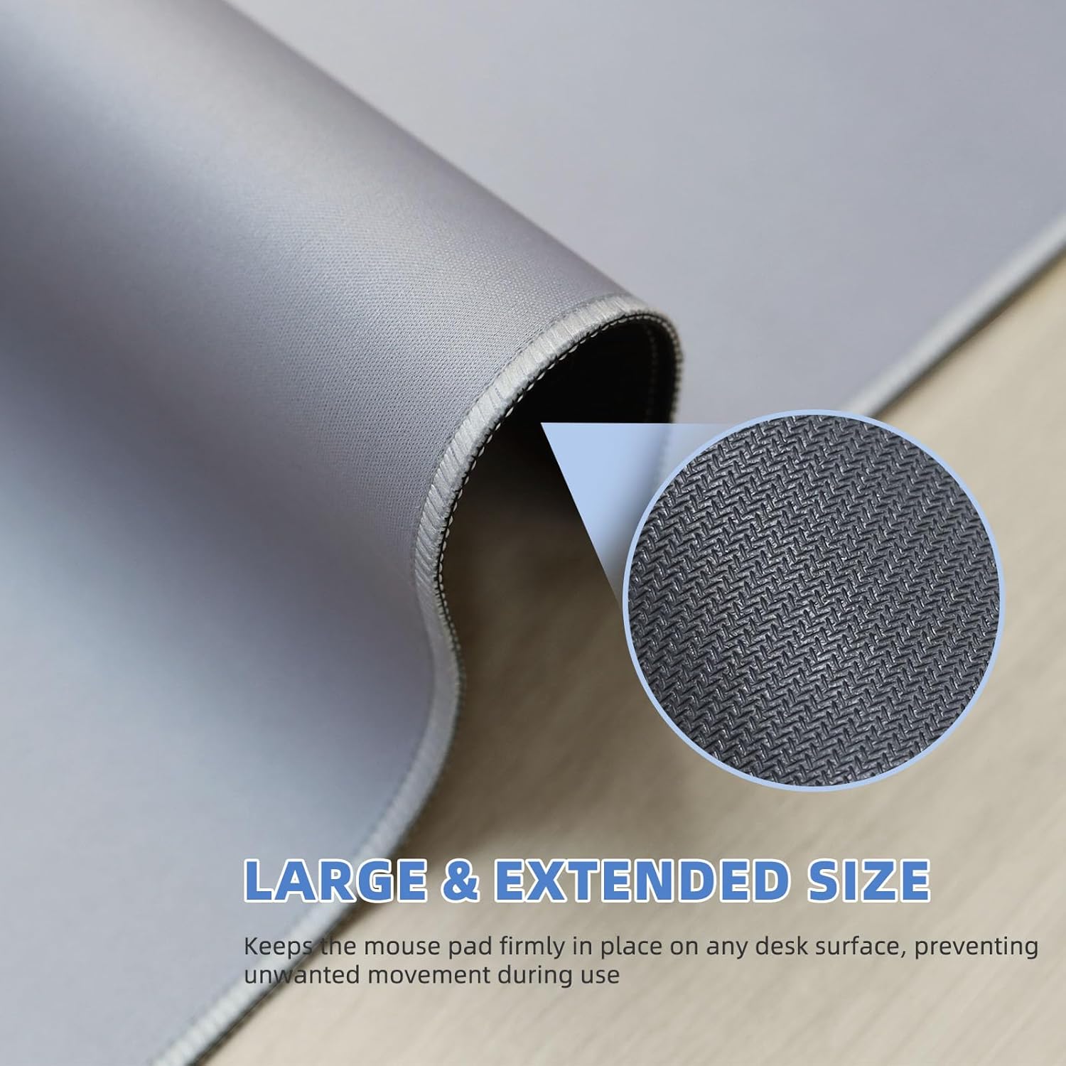 Large Gaming Mouse Pad 31.5 x 11.8 in, Extended Desk Mat for Keyboard and Mouse, Non-Slip Rubber Base, Smooth Waterproof Surface, Stitched Edges, Black Mousepad for Office & Home,Gray - Image 3