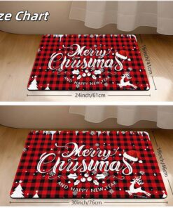 Alternative view of Merry Chirstmas Doormat Buffalo Plaid Door Mat for Front Door, Front Porch Rugs Easy Clean Welcome Mats Outdoor Rug Indoor Outdoor Winter Decor, 16" x 24" Inch