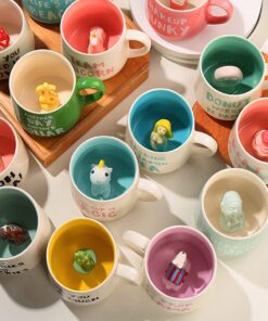 Alternative view of Cute Dinosaur Coffe Mug with Dino Inside Dinosaur Print Stuff Mugs with Spoon 12 Oz Tea Cups Ceramic Cup Funny Coffee Mugs with Spoon Mugs Birthday Gift for Women Friends Dinosaurs Lover