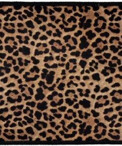 Dellukee Indoor Outdoor Doormats Leopard Print Cute Welcome Non Slip Durable Washable Home Decorative Door Mats Rugs for Entrance Bedroom Bathroom Kitchen