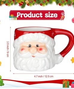 Alternative view of Sliner 2 Pcs Christmas Santa Coffee Mugs 11 oz Vintage Santa Claus Heads Ceramic Mug Christmas Themed Design Cup Set for Coffee Tea Hot Chocolate Xmas Holiday Gifts (Red)