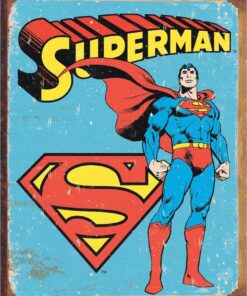 Desperate Enterprises Superman Retro Tin Sign - Nostalgic Vintage Metal Wall Decor - Made in USA