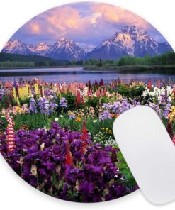 Alternative view of Mouse Pad, Flowers Mountain Customized Premium-Textured Round Mouse Pad, Washable Mousepads with Non-Slip Rubber Base Computer Mouse Pads for Wireless Mouse 7.9×7.9×0.12 inches