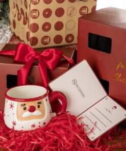 Alternative view of Nucookery Christmas Mug Set of 2- Card & Gift Box Included - Adorable Santa Face Design - Funny & Cute Coffee Mugs - Perfect for Mom kids Dad Gifts,16 Oz(Christmas Red 2/set)