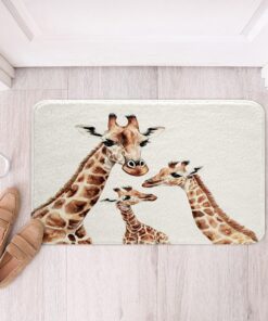 Feelyou Cute Giraffe Bath Mats for Bathroom Boys Girls 20"x32" Zoo Animal Bathroom Rugs Non-Slip Cartoon Animal Bath Rugs for Shower Tub Wildlife Bathroom Accossories Wild Animal Doormats Floor Mat