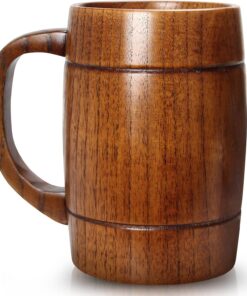 18 oz Large Wooden Beer Mug Gift for Men Women Big Vintage Viking Cup Rustic Cool Wood Stein Tankard Handmade Unique Coffee Man Mugs for Him Male Dad Husband Manly Camping Tea Cup Outdoor Fancy Mug