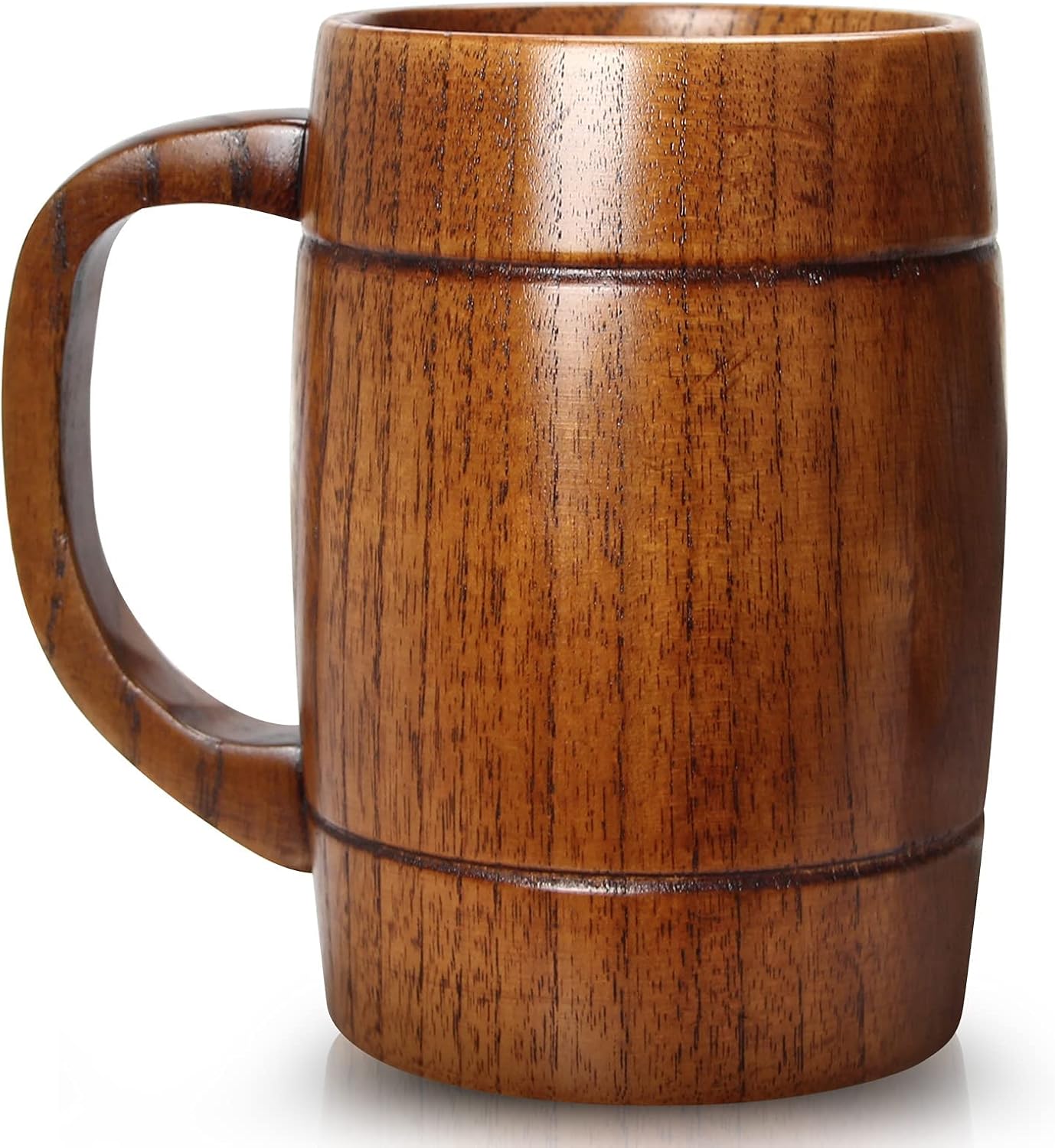 18 oz Large Wooden Beer Mug Gift for Men Women Big Vintage Viking Cup Rustic Cool Wood Stein Tankard Handmade Unique Coffee Man Mugs for Him Male Dad Husband Manly Camping Tea Cup Outdoor Fancy Mug
