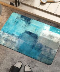 ZHUZHISHAN Bath Mat Rug,Blue oceanNon Slip Quick Dry Super Absorbent Thin Bathroom Rugs Fit Under Door-Easy to Clean Bathroom Floor Mats-Shower Rug for Shower Sink Bathtub(16" x 24"in)