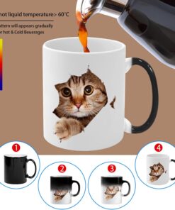 Alternative view of Caliamary Heat Changing Mug, Funny Cat Heat Changing Ceramic Coffee Mug, 11 oz Heat Sensitive Color Changing Coffee Mug Cup, Cute Xmas Gift Mug for Women Men Kids… (Cat)