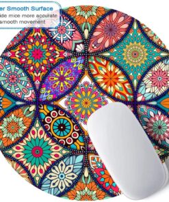 Alternative view of BOSOBO Cute Mouse Pad, Round Mandala Mouse Mat with Design, Non-Slip Rubber Base Mousepad with Stitched Edge, Waterproof Women Small Size 7.9 x 7.9 Inch, Pretty Mandala