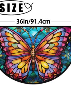 Alternative view of Half Round Door Mat Glass Butterfly Morocco Intdoor Entrance 36x24 In, Non-Slip Welcome Mat for Outdoor Semi Circle Bathroom Floor Rugs,House Entry Way Heavy Duty Doormat for Kitchen Living Room