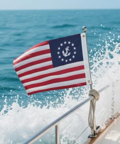 Alternative view of American Yacht Boat Flag 12x18 Inch Embroidered USA Yacht Ensign Flag Sewn Stripes Nautical Marine Flags with 2 Brass Grommets