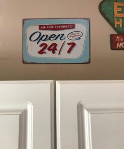 Alternative view of UOOPAI Open 24/7 Funny Tin Sign Bar Pub Garage Diner Cafe Plaque Wall Decor Home Decor Art Poster Retro Vintage
