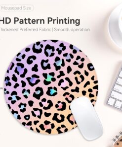 Alternative view of Gradient Leopard Round Mouse Pad,Funny Small Mouse Pad with Non-Slip Rubber Base,Mouse Mat,Home Office Decor Desk Accessories,8.7inch Round Mouse Pad
