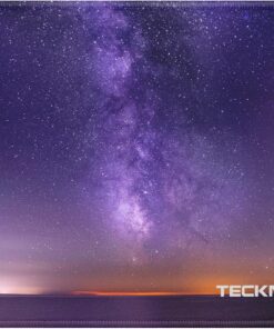 TECKNET Mouse Pad with Anti-fray Stitching, Waterproof Surface & Non-Slip Rubber Base with Stitched Edges Gaming Mouse Mat for Laptop,Compatible with Laser and Optical Mice- Dark Purple Galaxy