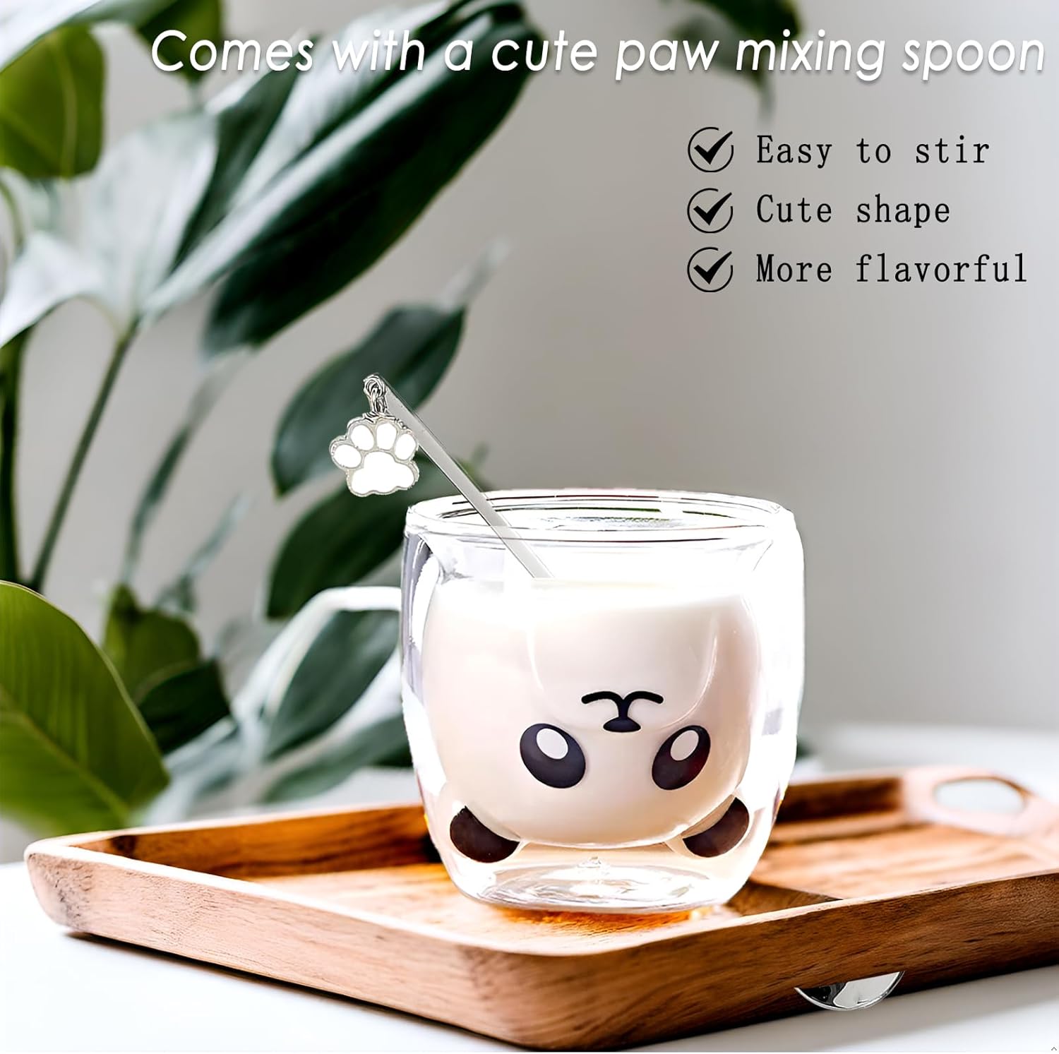 Panda Mug Cute Mugs Glass Double Wall Insulated Glass Espresso Cup, Kawaii Mug, Coffee Cup, Tea Cup, Milk Cup, Birthday Christmas Gifts(Panda) - Image 2