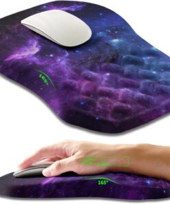 Ergonomic Slope Mouse Pad Wrist Support, Wrist Rest Mousepad for Carpal Tunnel Pain Relief with Massage Bulge and Slow Rebound Memory Foam (12x8 inch, Galaxy)