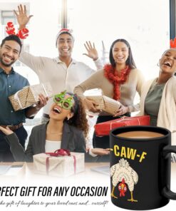 Alternative view of Funny CAW-F Chicken Mug, 11oz Chicken Ceramic Mug,Humor White Rooster Coffee Cup, White Elephant Cup Gift for Men and Women