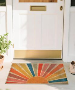 Alternative view of MOSITU Rainbow Doormat Welcome Outdoor Doormat Indoor Entrance Mat Boho Rainbow Sunshine Door Mat Front Back Door Mat Floor Inside Outside Non-Slip Carpet Porch Entryway Hallway Home Decor
