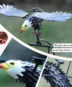Alternative view of Metal Owl Garden Stake Decor, Owl Garden Rocker Outdoor Metal Owl Sculpture, Kinetic Owl Decorative Garden Stakes for Outdoor Garden Lawn Yard (Eagle)