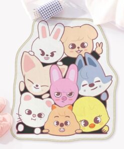 Allenjoy 26.6" x 31.3" Cute Animal Faces Bathroom Rugs Cartoon Bunny Characters Mat Bathmat Rug Non Slip Washable
