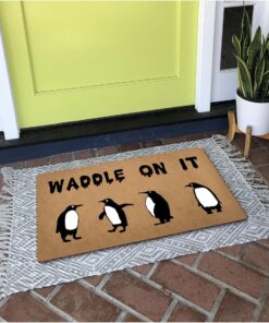 Alternative view of Funny Welcome Doormats for Front Door Decor Waddle On It Cute Penguins Animal Rug Personalized Monogram Kitchen Rugs and Mats With Anti-Slip Rubber Back Novelty Prank Gift Mat(23.7 X 15.9 in)